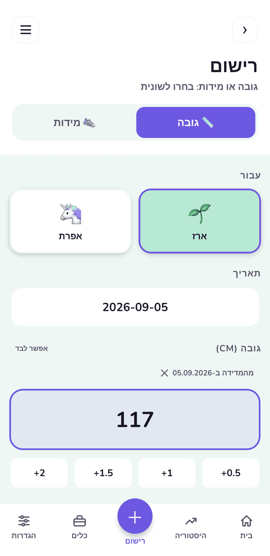 רישום מדידה, עם המדידה הקודמת כבר טעונה